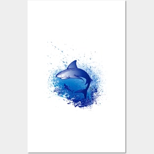 Emerges white shark ( Watercolor ) Posters and Art